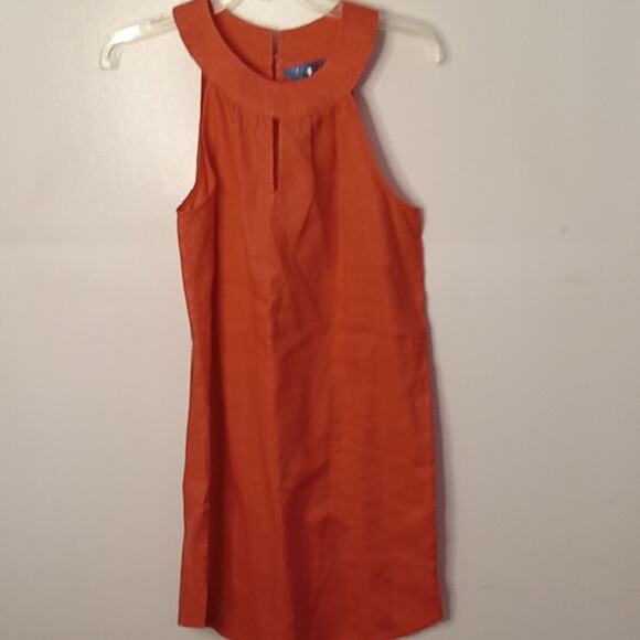 NWOT Antibes Blanc Women's Small Orange Sleeveless Dress. 100% Linen Summer - Picture 1 of 9